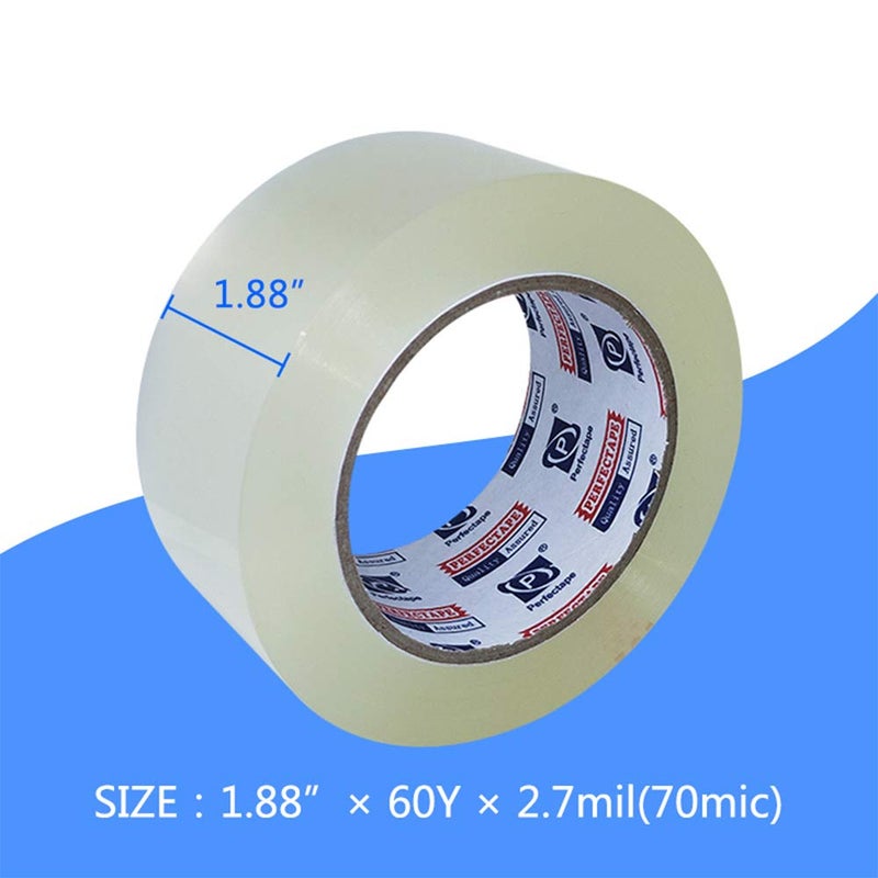 P PERFECTAPE Heavy Duty Packing Tape 12 Rolls, Clear, 2.7 mil, Ultra Adhesive, 1.88" x 60 Yards, Refill for Packaging, Moving and Shipping - Image 3